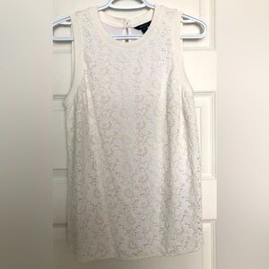 Ivory sleeveless top with lace detailing, size M